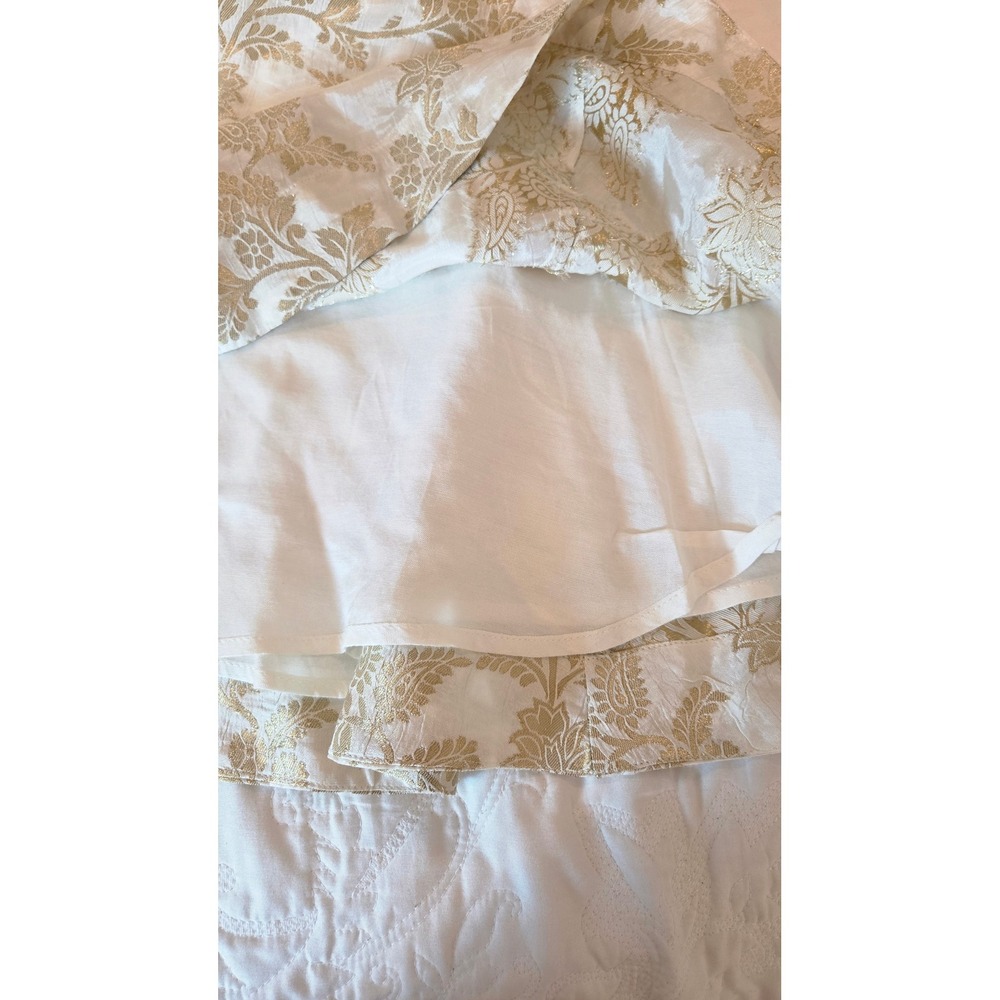 by TiMo White Gold Metallic Floral Brocade Mini Skirt Womens Size S Luxe Elegant - Picture 9 of 13